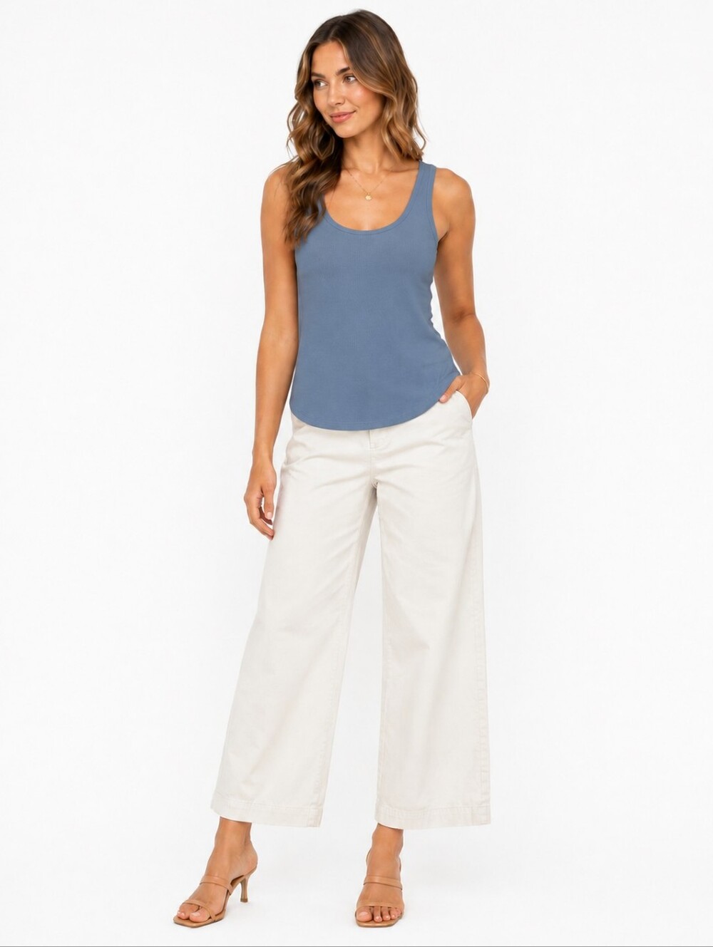 Liverpool Women's Kelsey Wide Leg Trouser Pants Cream Tan Size 10 Preppy Neutral